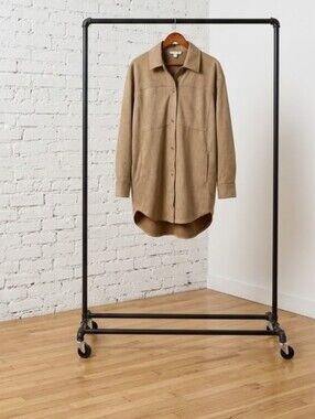 Classic Oversized Button-Up Blouse - Tan
